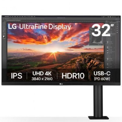 Monitor Profesional LG UltraFine Display 32UN880K-B 31.5/ 4K/ Multimedia/ Regulable en altura/ Negro