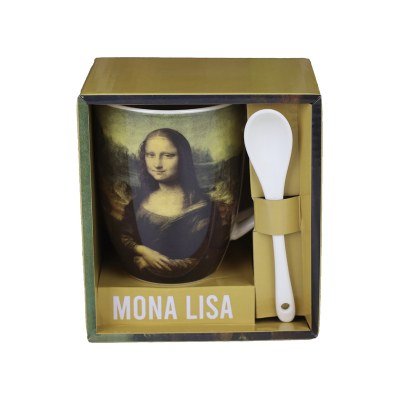 Taza de cerámica con cuchara enesco mona lisa