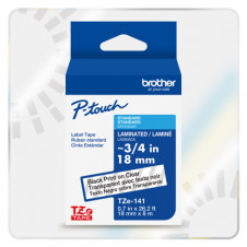 Cinta Laminada Brother Estandar Texto negro sobre cinta transparente de 18mm x 8m
