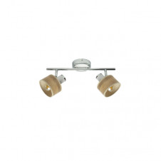 Regleta Nando 2xe14 Cromo-blanco/mad.clara Focos Orientables 16x36,5x10 Cm
