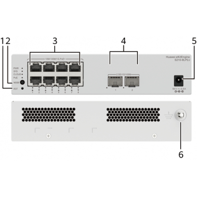 HUAWEI S210-8LP2J (8*10/100/1000BASE-T PORTS (32W POE+), 2*2.5GE SFP PORTS, WITH 1*AC POWER ADAPTER, FANLESS)