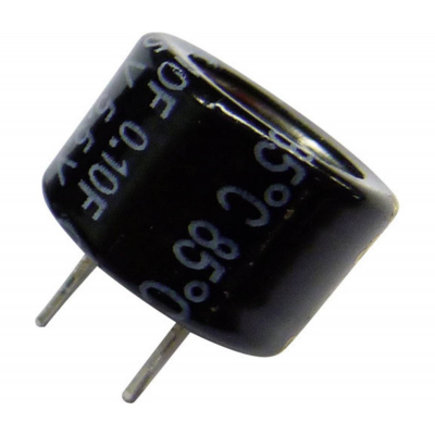 SuperCondensador Electrolítico 0,1 Faradio 5,5Vdc Horizontal