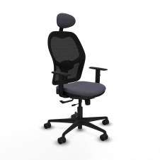 Piqueras y Crespo Jorquera traslack malla negra bali gris oscuro brazos 1D base nailon cabecero fijo ruedas 65mm nailon