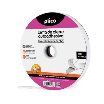 PLICO Cremallera textil autoadhesiva 25m hembra blanco