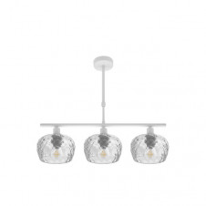 Lampara Estela 3xe14 Blanca Regx55x13 Cm C/tulipas Cristal Tallado Transparente