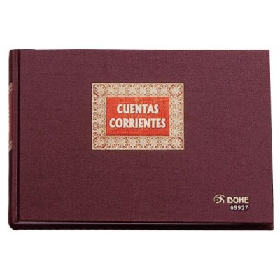 DOHE Libro cuentas corrientes forrado tela 100h numeradas cuarto apaisado
