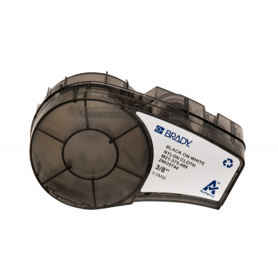 Brady M21-375-499 Cinta de Etiquetas Original Tela de Nylon - Texto Negro sobre Fondo Blanco - Ancho 9,53mm x 4,88m