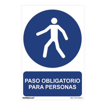 Cartel paso obligatorio para personas (pvc 0,7mm) 30x40cm normaluz
