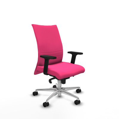 Albacete confidente sincro similpiel rosa brazos 2D base aluminio ruedas 65 mm nailon
