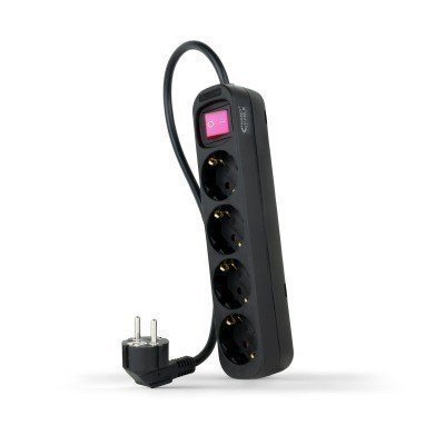 Nanocable Regleta de 4 tomas con interruptor, 1.4 metros Negra