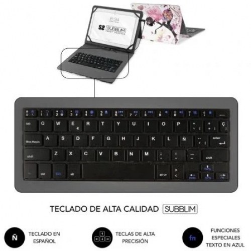 Funda con Teclado Subblim Keytab USB 11 Hadas USB para Tablets de 11/ Rosa