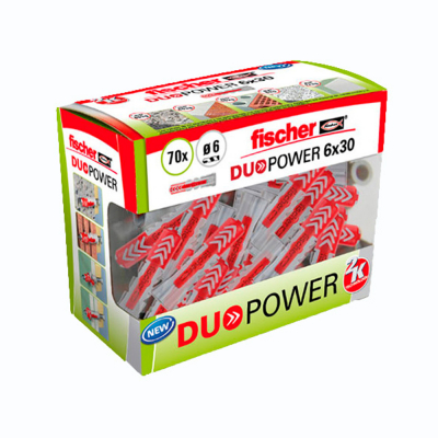 Taco duopower ø6 x 30 mm, caja 70 uds