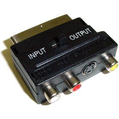 Adaptador Euroconector macho a 3 RCA + MiniDin 4P - Conmutador incluido | Compatible con vídeo y audio analógico