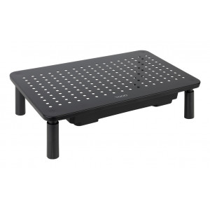 Tooq SOPORTE ELEVADOR PARA MONITORES CON CAJÓN, NEGRO