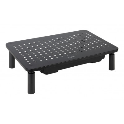Tooq SOPORTE ELEVADOR PARA MONITORES CON CAJÓN, NEGRO