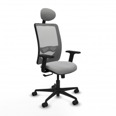 Piqueras y Crespo Zulema sincro malla gris bali gris claro brazos 2D base nailon cabecero fijo ruedas 65mm nailon