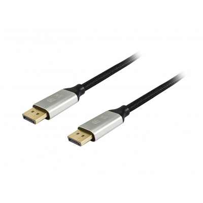 Equip Cable Displayport 1.4 Premium Macho Macho 8K/60HzColor Negro 10m Malla algodon trenzado Carcasa Conector Aluminio
