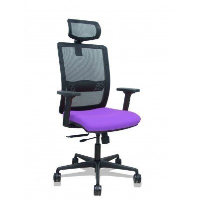 Silla Haches traslack malla negra asiento bali lila brazos 2D ruedas 65mm cabecero regulable