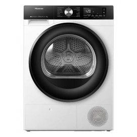 Secadora de condensación con bomba de calor Hisense DH3S902BW3, 9kg, clase A+++, 194 kWh año, 64dB, 6 programas, display, WiFi, blanco y negro