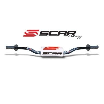 Manillar SCAR O² Ø28,6mm KTM, HVA de aluminio, azul oscuro, morcilla blanca S9151DKBL-WH