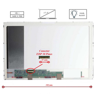Pantalla para portátil LED 17.3 / 30 Pines / 1600x900 / Brillo