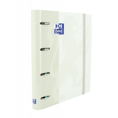 Oxford Europeanbinder Classic A4+ Carpeta de Anillas con Recambio Cuadricula 5x5 - Tapa Extradura - Cierre con Goma Elastica - Color Blanco