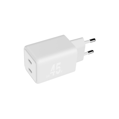 Blackbyte Cargador GaN Doble PD de 45W - 2xUSB-C - Carga Rapida PPS - Color Blanco