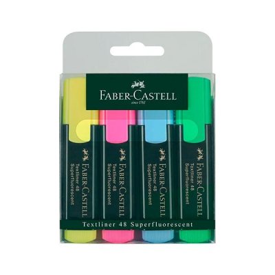 FABER-CASTELL Paq.4 marcadores fluorescentes Textliner 48 colores surtidos