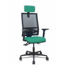 Piqueras y Crespo Silla Bormate asincro malla negra asiento bali verde esmeralda brazos 2D ruedas 65mm cabecero regulable