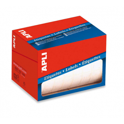 Apli Rollo de 1.500 Etiquetas 20x50mm - Adhesivo Permanente - Cantos Romos - Aptas para Escritura Manual - Color Blanco