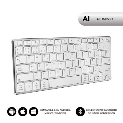 Teclado Compacto Inalámbrico por Bluetooth Subblim Advance Compact/ Plata