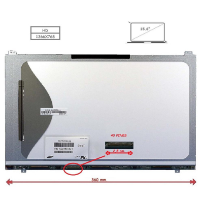Pantalla para portátil LED 15.6 Slim 40 pines WXGA 4 brackets