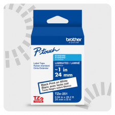 Cinta Laminada Brother Estandar Texto negro sobre cinta blanca de 24mm x 8m