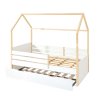 Cama-casita Montessori 90x200 cm madera con nido verde-oliva · Sogni XL