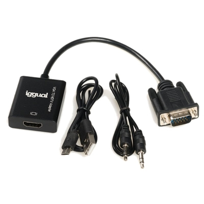 Adaptador VGA a HDMI + audio + microUSB Iggua