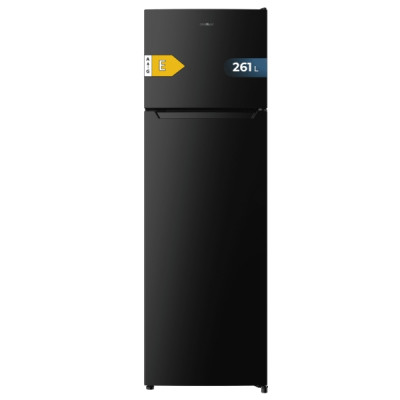 Cecotec Bolero CoolMarket 2D 261 Black E Frigorifico Dos Puertas - Capacidad 261L - Defrost - Congelacion Ultrarapida - Display Interior - Puerta Reversible - Clase E - 54x54x169.3cm - Color Negro