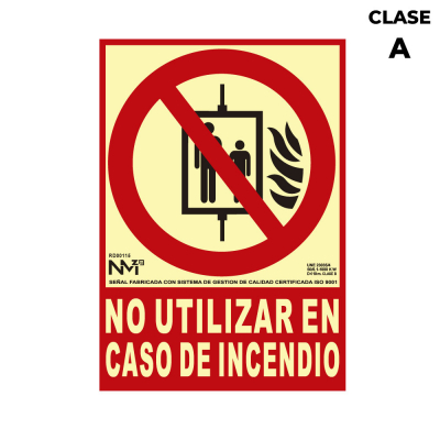 Cartel de extinción no utilizar en caso de incendio clase a (pvc 1mm) 21x30cm normaluz