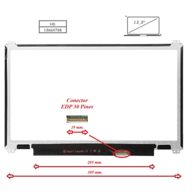 Pantalla para portátil LED 13.3 Slim 30 pines WXGA