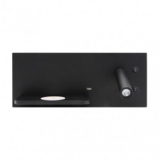 Aplique 2+8w 4000k Velazquez Dcho Negro Usb+qi 130lm Doble Encendido 14x35x14 Cm