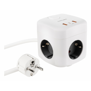 TooQ BASE DE ENCHUFE CON 3 USB CON INTERRUPTOR, BLANCO