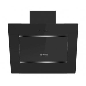 Campana decorativa de pared inclinada Infiniton CMPTRAL-81B, perimetral, 80 cm, 800 m3/h, clase A, 3 velocidades + intensivo, 65dB, Touch Control, cristal negro