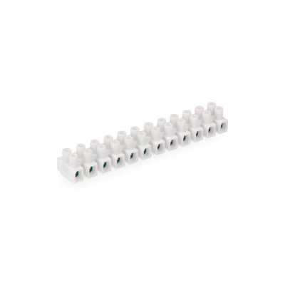 Regleta de conexion de 4 mm a 6 mm , 12 conectores, homologada, blanca