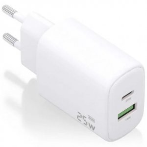 Aisens Cargador GaN 25W USB-C PD 3.0 USB-A QC3.0