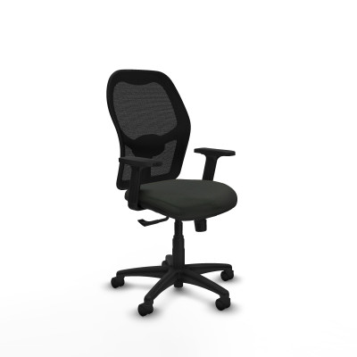 Alocén sincro malla negra bali negro brazos 2D base poliamida ruedas nailon 50mm