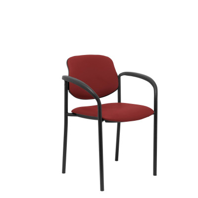 Silla fija Styl similpiel granate chasis negro con brazos