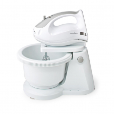 NEDIS BATIDORA MEZCLADORA BOL GIRATORIO 2LT | 200 W | 5 AJUSTES VELOCIDAD| FUNCION TURBO BLANCO/GRIS