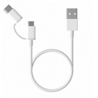 Cable USB 2.0 Xiaomi SJV4083TY/ USB Macho - Micro USB Macho/ USB Tipo-C Macho/ 30cm/ Blanco