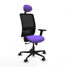 Piqueras y Crespo Zulema sincro malla negra bali lila brazos 2D base nailon cabecero fijo ruedas 65mm nailon