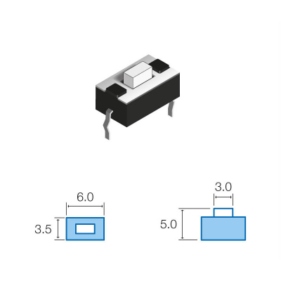 Pulsador Tacto 2pin Cto. Impreso 3,5x6mm boton 5mm SW073
