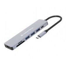 Adaptador Conceptronic Usb-c 7en1 100w Gris